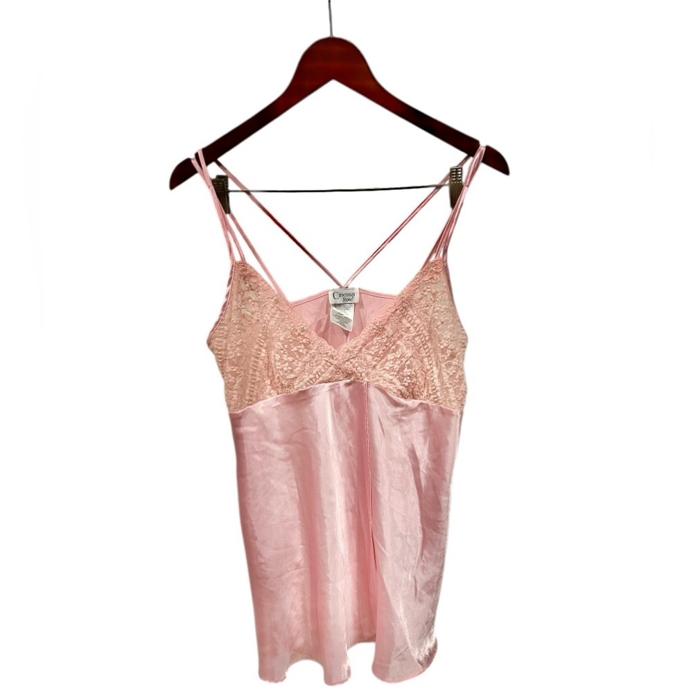 Cinema Etoile Womens Vintage Slip Dress Baby Pink Sequin Sparkle Size Large